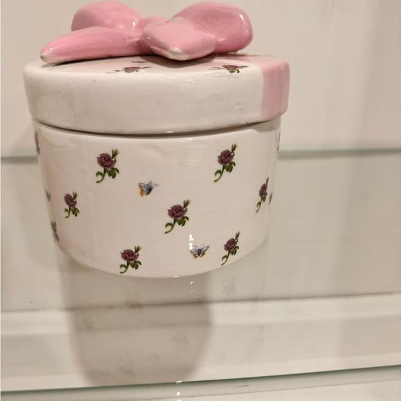 Coquette Telefloral Round Package Ceramic Jar Lavender bow - Picture 5 of 9
